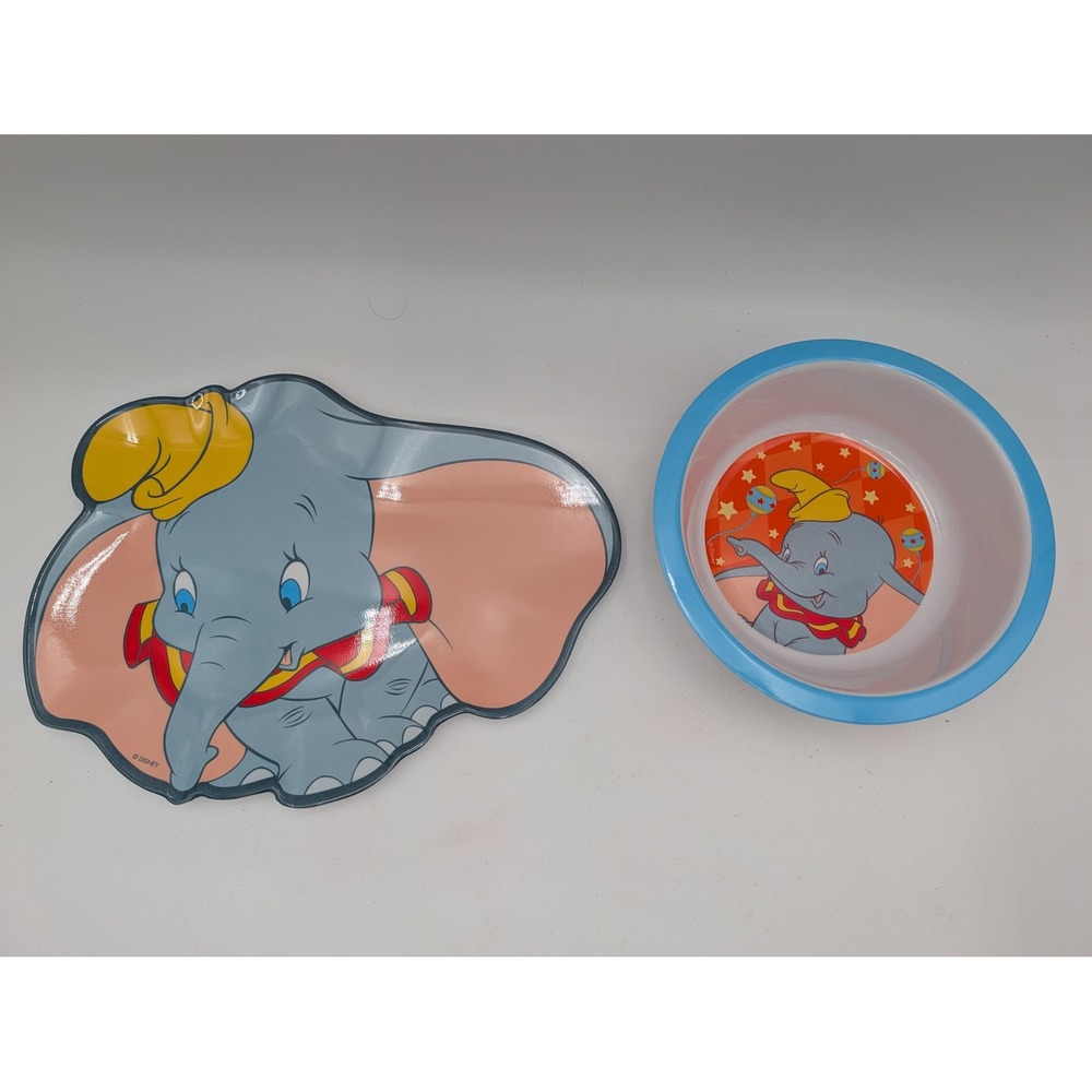 Disney Dumbo Plate Bowl Lot Melamine Circus Meal Time Fun